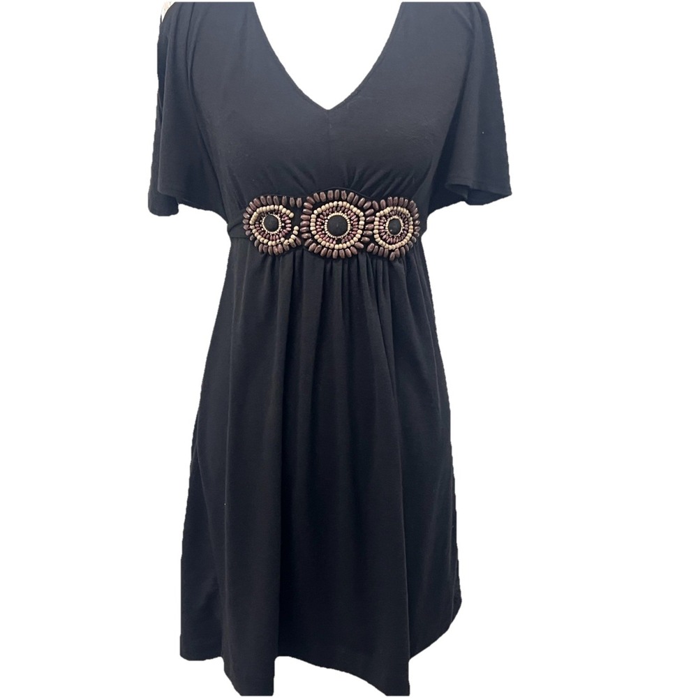 Eci Flutter Sleeve Beaded BeltedEmbellished Midi Dress Vintage Y2K 90s Size S 4